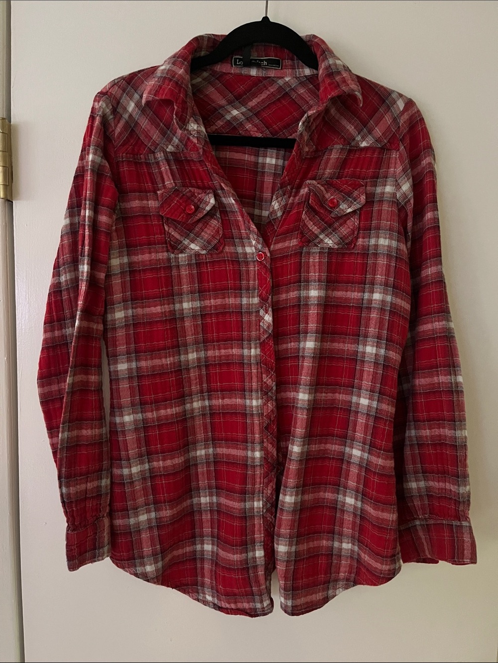 Love Stitch Red Plaid Button-Down Shirt